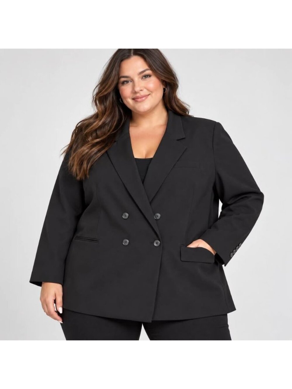 H&M Women’s 4XL Black Double Breasted Longline Blazer Plus Size
